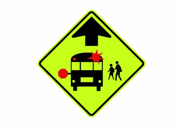 S3-1 School Bus Stop Ahead Symbol