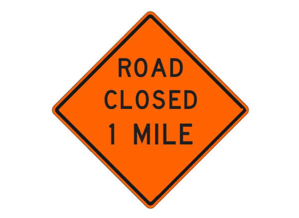W20-4g One Lane Road 1 Mile