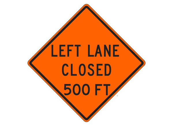 W20-5c(L) Left Lane Closed 500 FT
